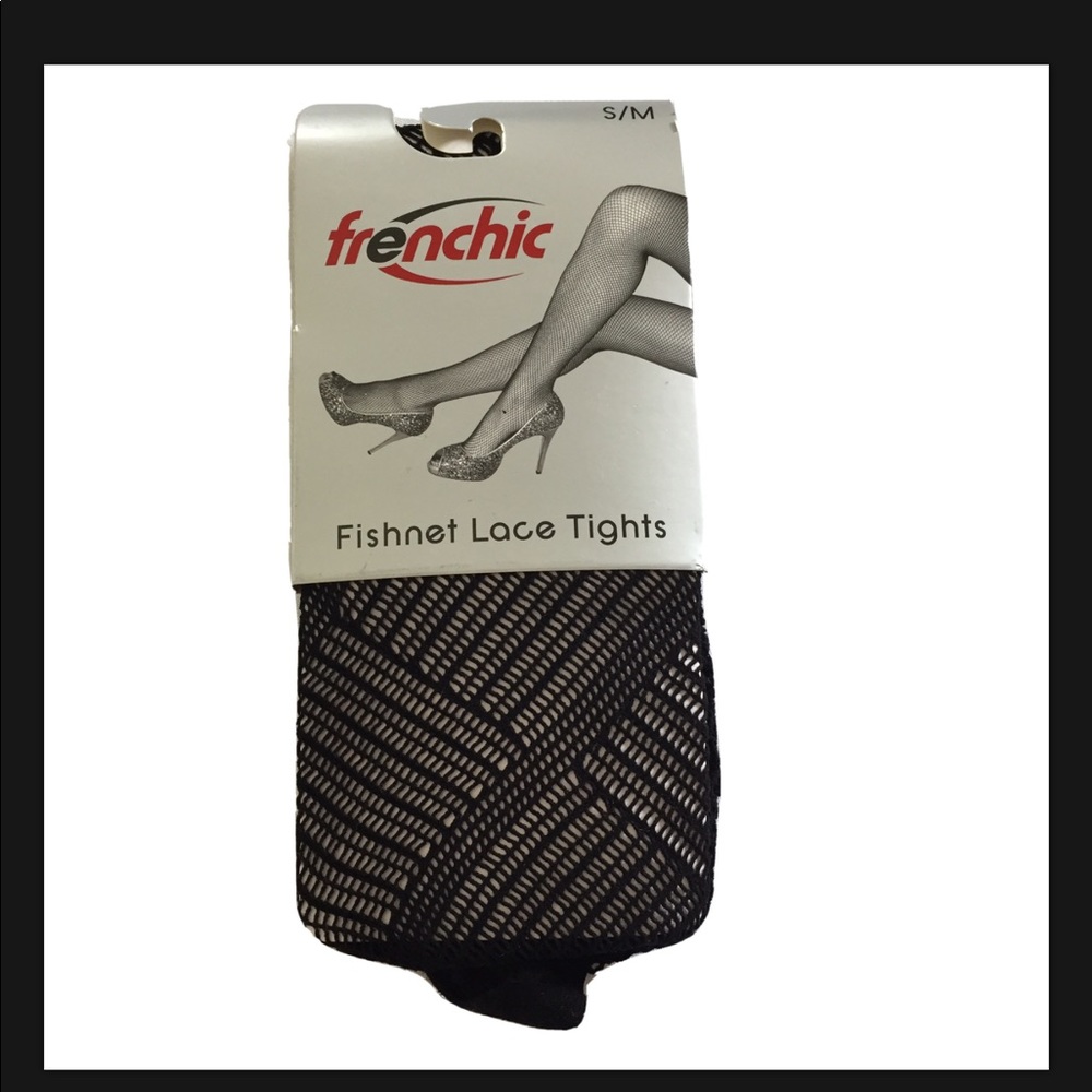 Frenchic Fishnet Black Lace Tights Pantyhose Size S/M